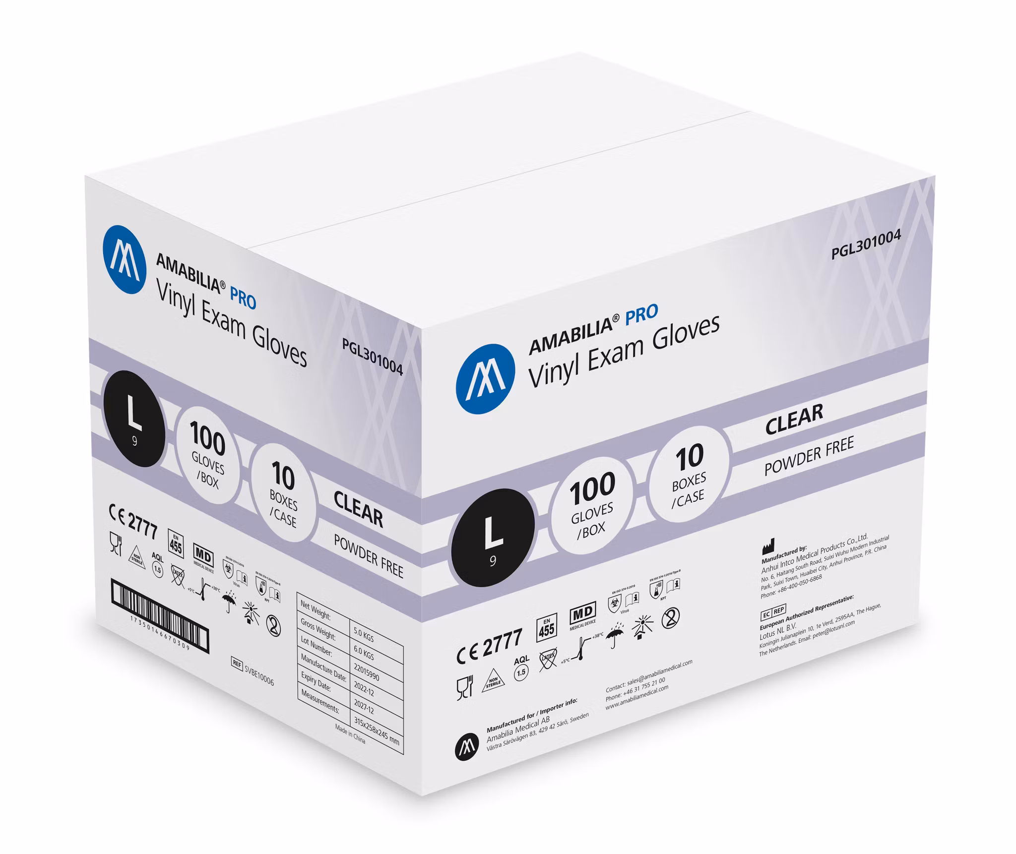 Vinylhandskar Transparent L 100st Amabilia Pro