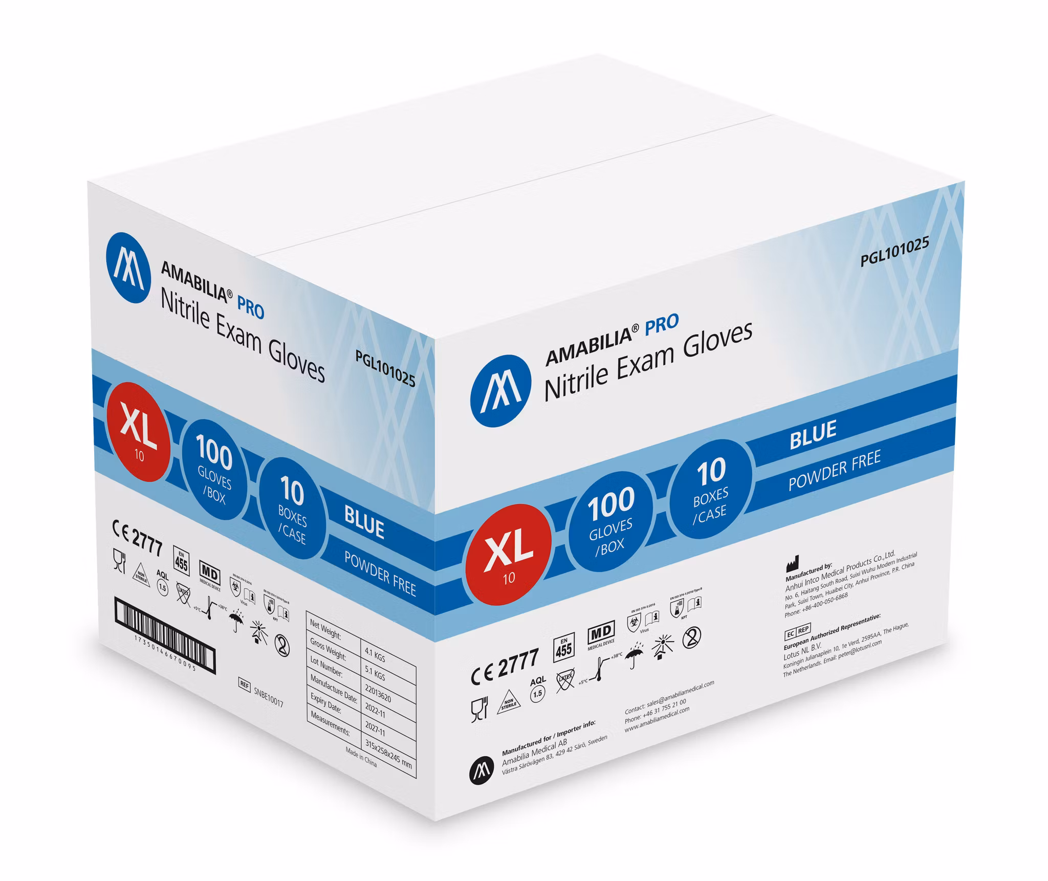 Nitrilhandskar Blå XL 100st Amabilia Pro