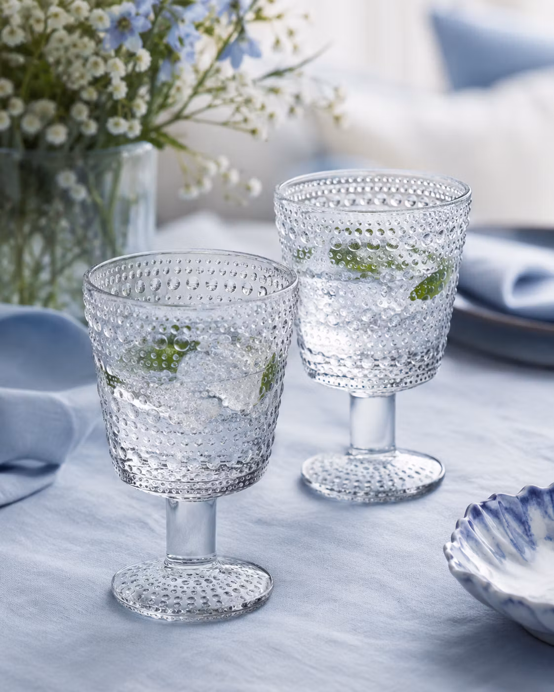 Kastehelmi glas på fot 26cl klar 2-pack