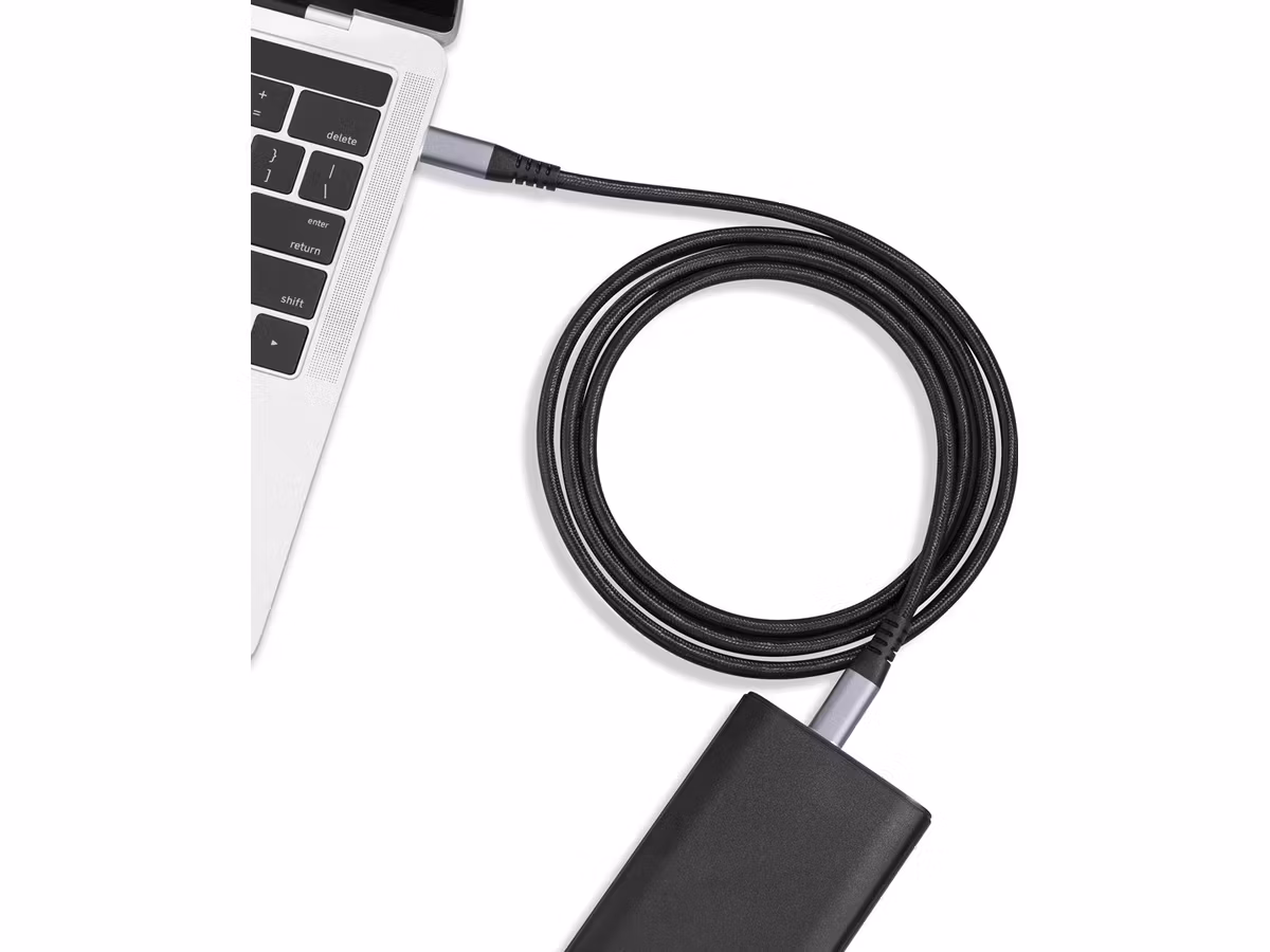 USB-C kabel 3m (sort) PD100W, støtter lading av laptop, flettet kabel for å unngå knuter