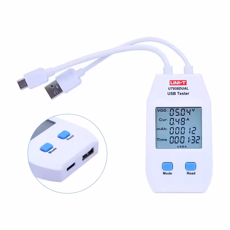 UNI-T UT658 Dual USB/Type-C Output Current Voltage Monitor USB Port Power Meter *