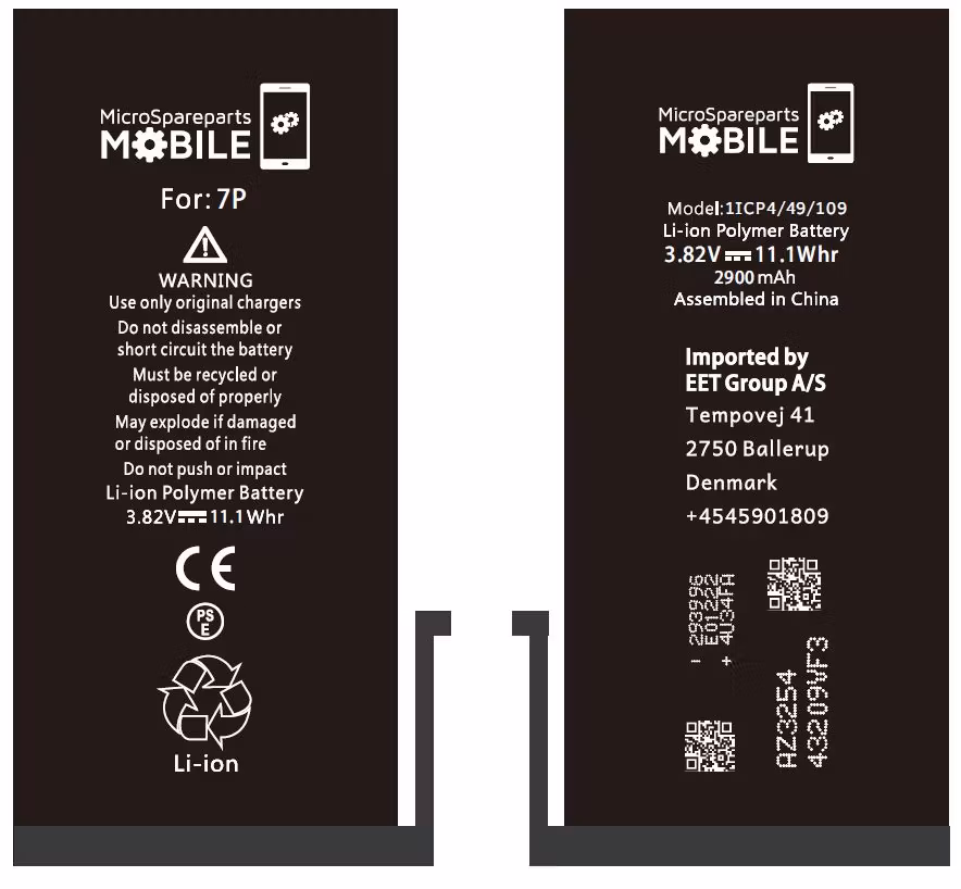 CoreParts Battery for iPhone 7 Plus 11.02Wh Li-ion 3.8V 2900mAh for iPhone 7 plus, A1661, A1784, A1785, A1786