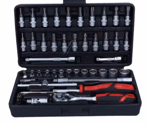 PIPNØKKEL OG BITSSETT, 1/4'' (48 DELER)