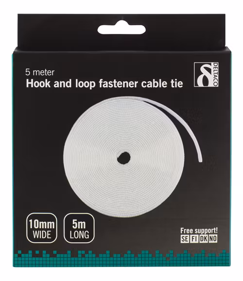 Borrelås på rull | 10mm | 5m | Hvit