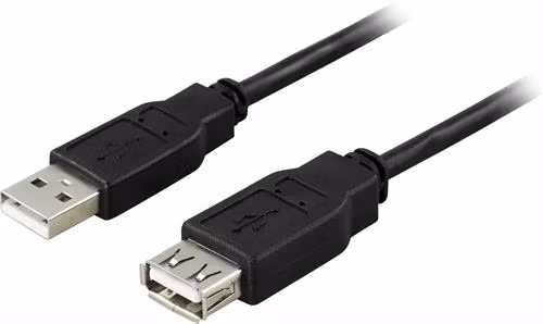 USB kabel 2.0 A(M) - A(F), 5m, Sort