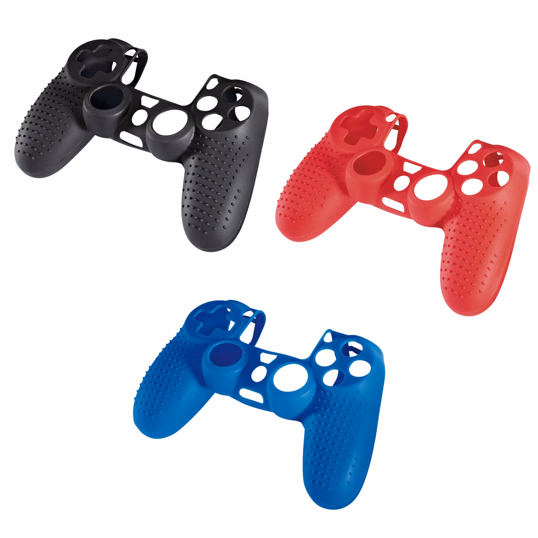 (PAKKE) HAMA PS4 Håndkontrollsbeskyttelse 3st, Svart Rød Blå i Silikon