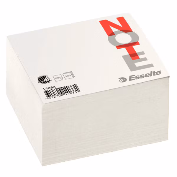Terningblokk, Esselte, 10 x 10 cm, 500 ark, uforet