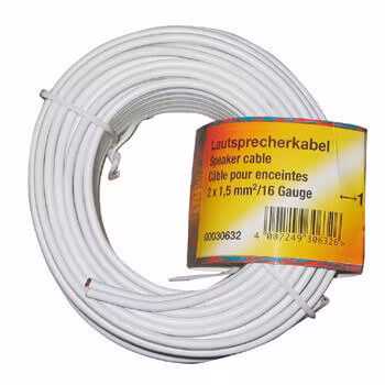 Høyttalerkabel Lengde: 10 m Farge: Hvit 2 x 1,5mm2