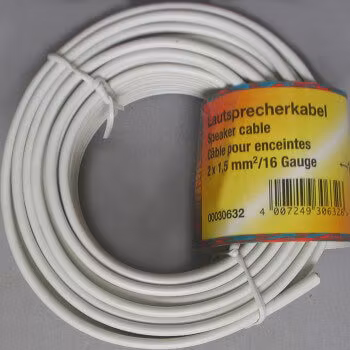 Høyttalerkabel Lengde: 10 m Farge: Hvit 2 x 1,5mm2