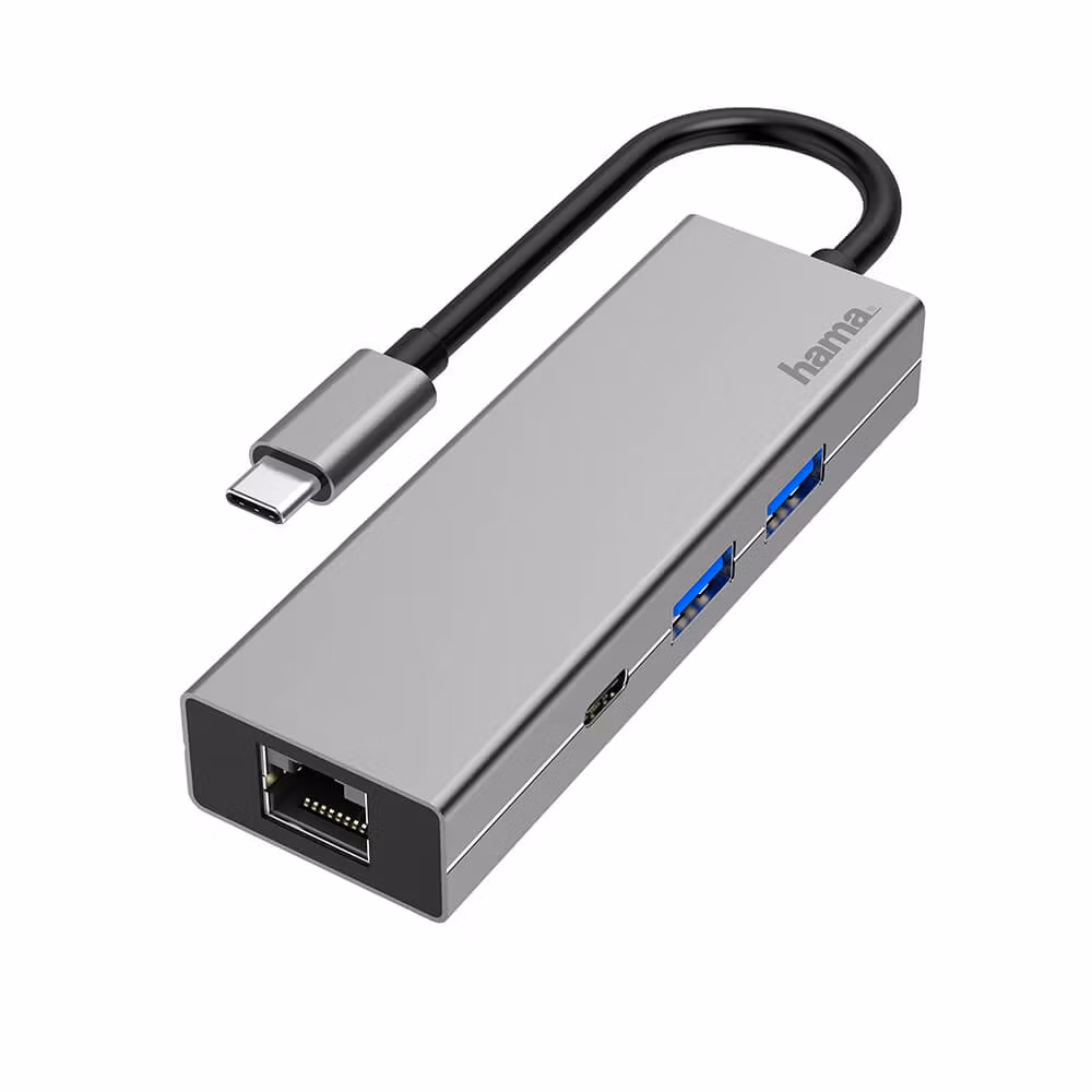 Hama Adapter USB-C Multi 4x Porter LAN, USB-C-USB-A
