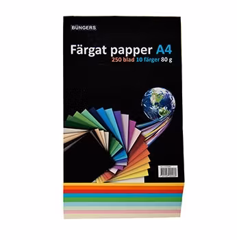 Farget papir A4 80g asortert 250ark