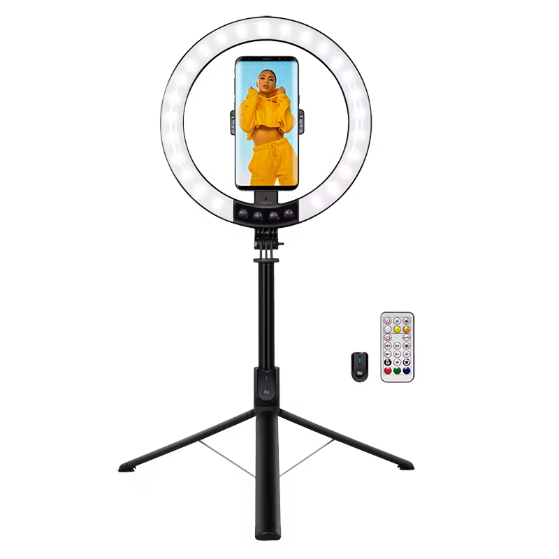 LOGILINK Smartphone ring light with selfie stick tripod, remote shutter, Ø 25 cm
