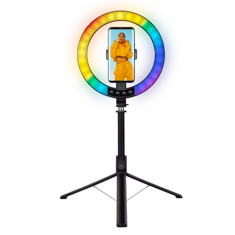 LOGILINK Smartphone ring light with selfie stick tripod, remote shutter, Ø 25 cm