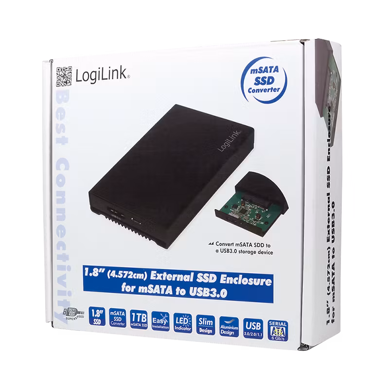 LOGILINK External HDD enclosure 1.8", mSATA, USB 3.0