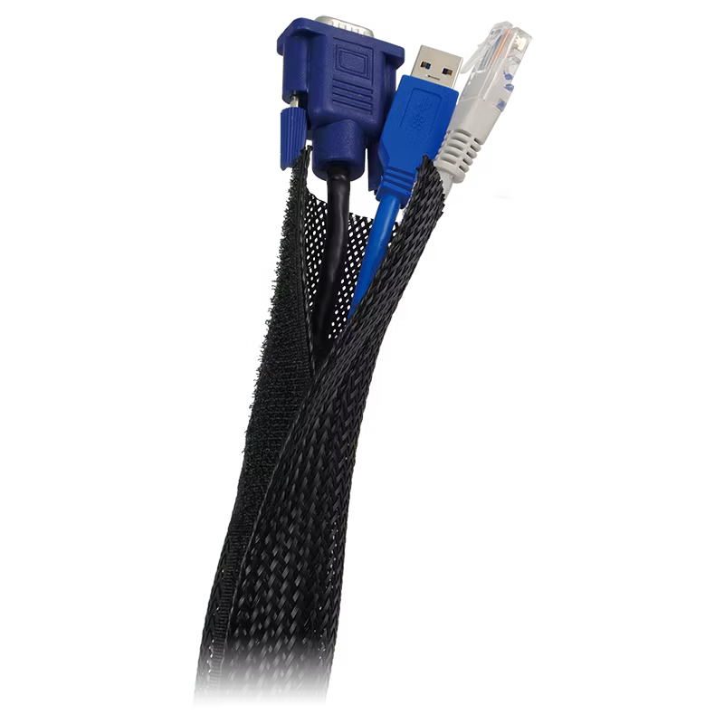 Kabelstrømpe med borrelås | 32mm | 1,8m | Svart