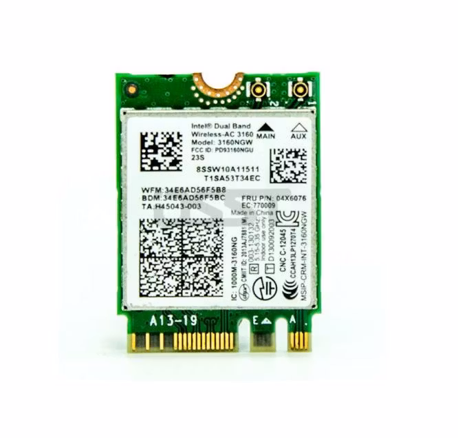 New Lenovo FRU 04X6076 Intel Wireless-AC 3160 3160NGW BT 4 NGFF P/N 8SSW10A11511