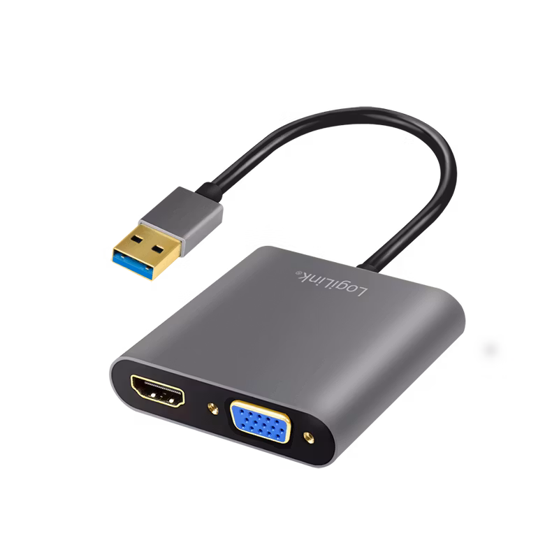 USB 3.0 til HDMI eller VGA 1080p, sort, 0.1 m