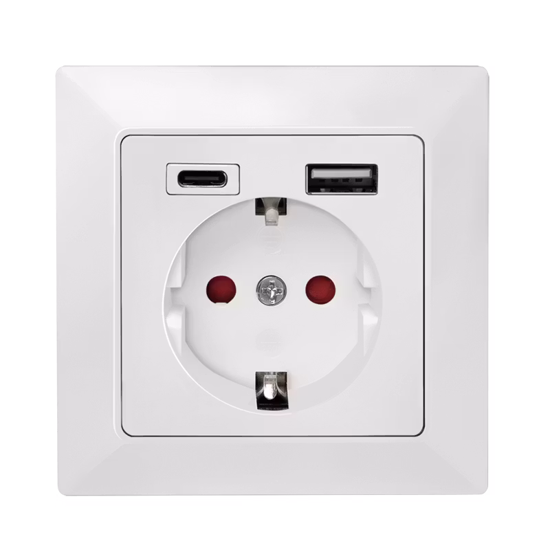 Logilink Veggkontakt med USB Wall outlet, 1x CEE 7/3, 1x USB-A, 1x USB-C