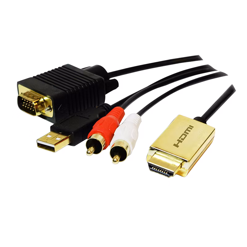 LOGILINK Proff HDMI til VGA med 2x RCA og 1x USB, 2m kabel