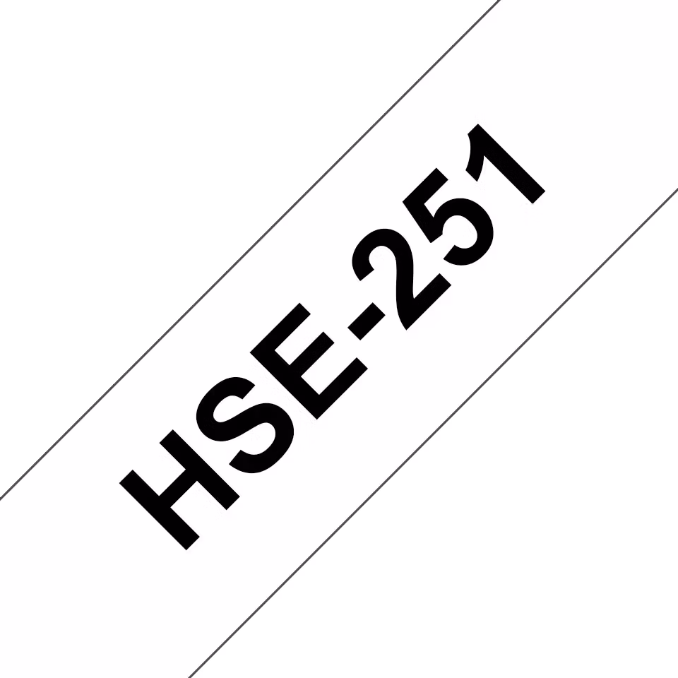 Original Brother HSe251 krympestrømpe – sort på hvit, 23,6 mm bred