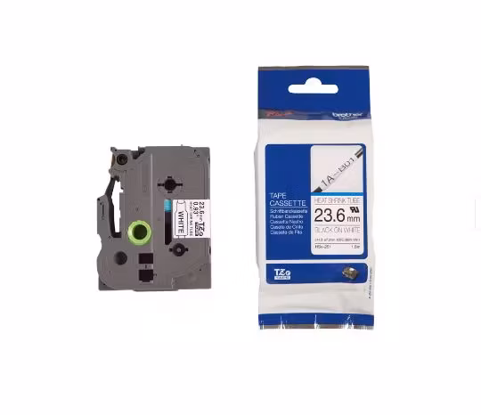 Original Brother HSe251 krympestrømpe – sort på hvit, 23,6 mm bred