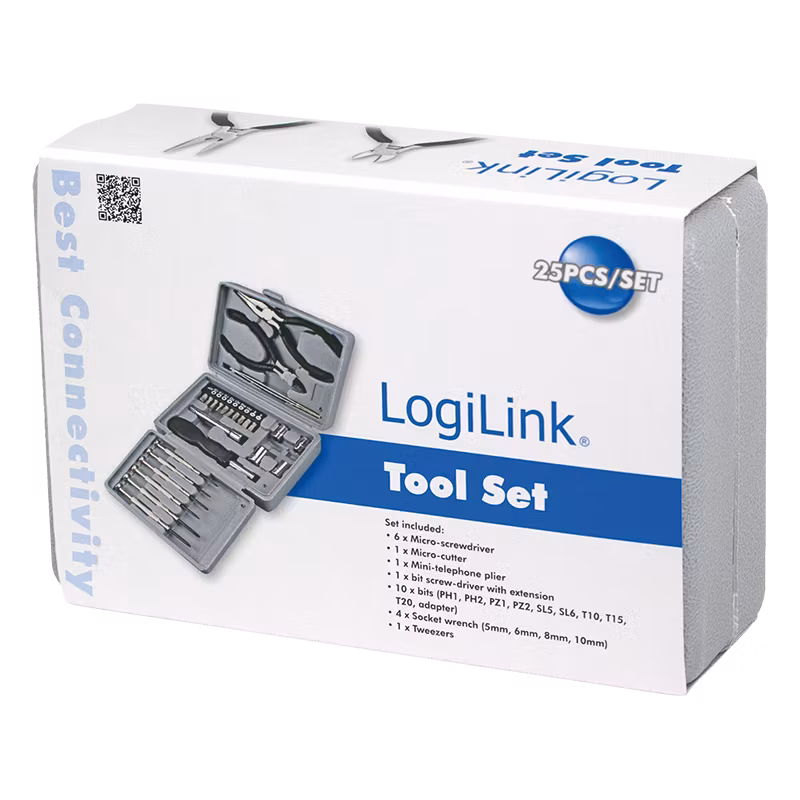 LOGILINK Verktøysett med tweezer,bits, tenger og skrutrekker - kjekt å ha
