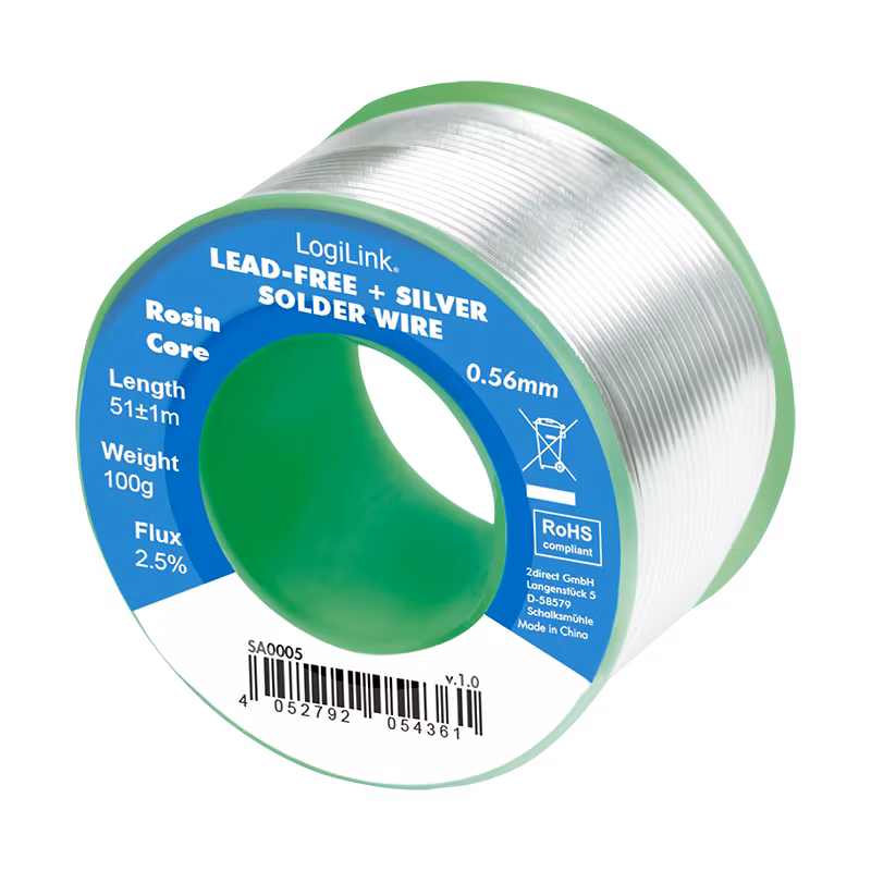 Loddetinn (Solder wire) 100 g | Ø 0,56 mm | Blyfri + sølv | 0,7% kobber