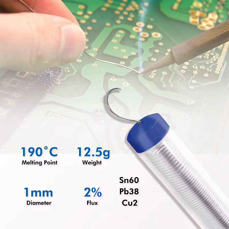 Loddetinn (Solder wire) | Ø 1 mm | 2% kobber | Lavt smeltepunkt 190°C