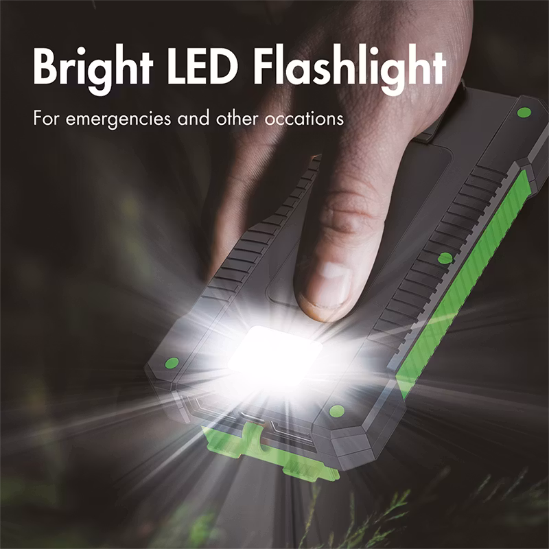 LOGILINK 8000 mAh powerbank m/Solcelle med LED lommelykt