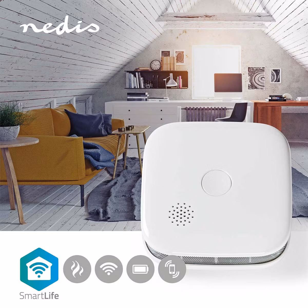 NEDIS SmartLife Røykvarsler WIFI Batteridrevet