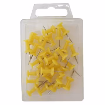 Büngers Kartnåler Push-Pin 30/pr.eske gul Tegnestift