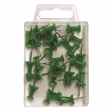 Büngers Kartnåler Push-Pin 30/pr.eske grønn Tegnestift