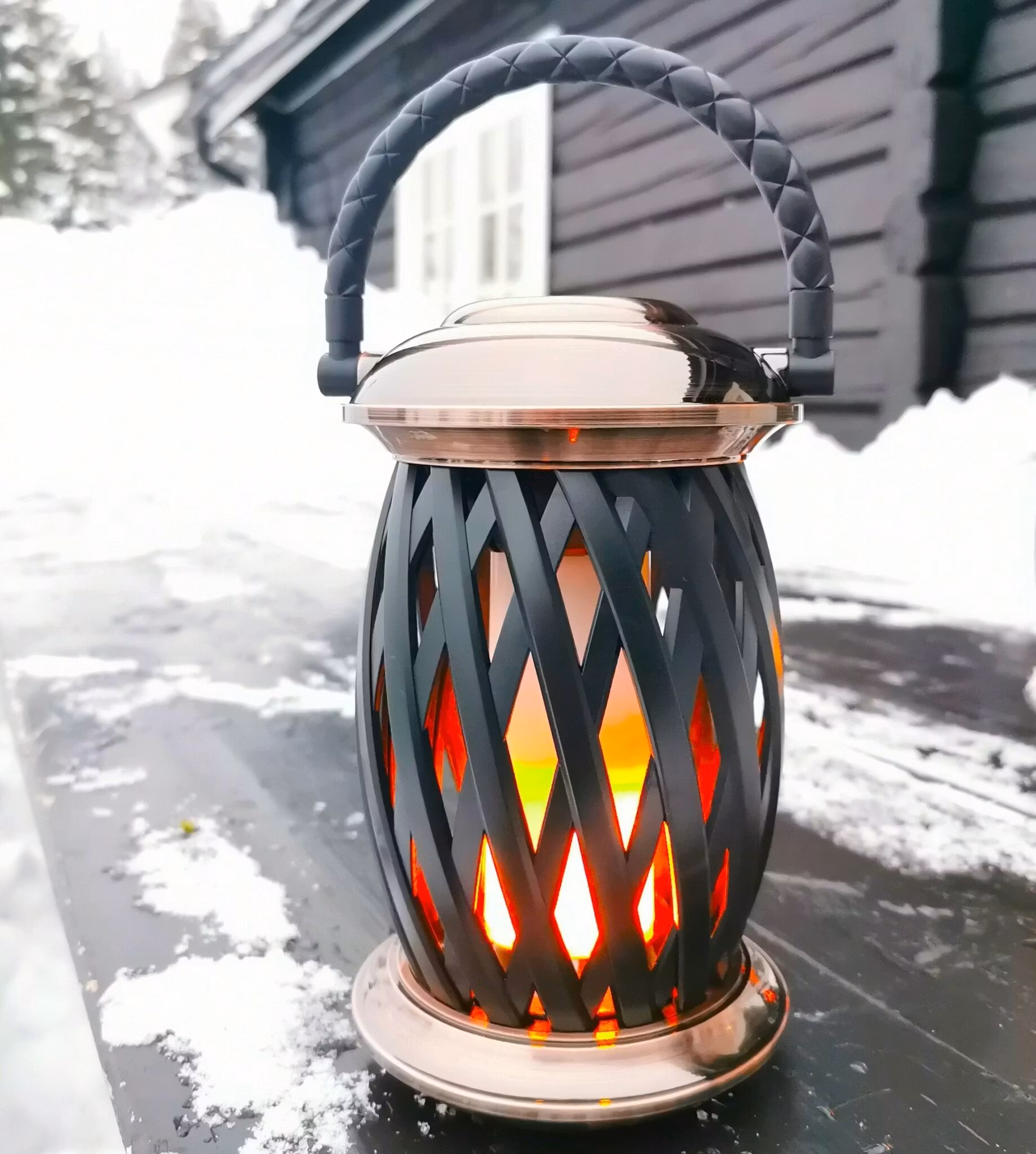 Flammelampe Homeline Ignis, flammelampe i kobber/sort,120 LEDs