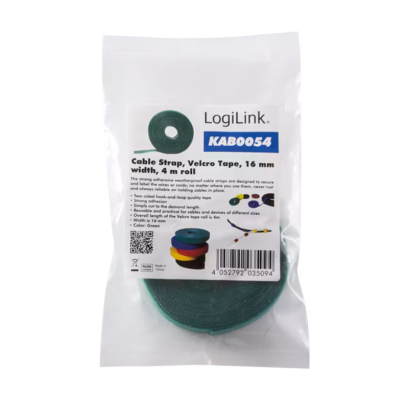 LOGILINK Borrelås, bredde: 16mm, rullet, 4m, SORT FARGE