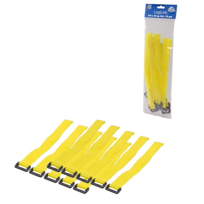 LOGILINK Buntebånd (borrelås), PA66, 10stk, gul, B: 20 ​mm, L: 300mm