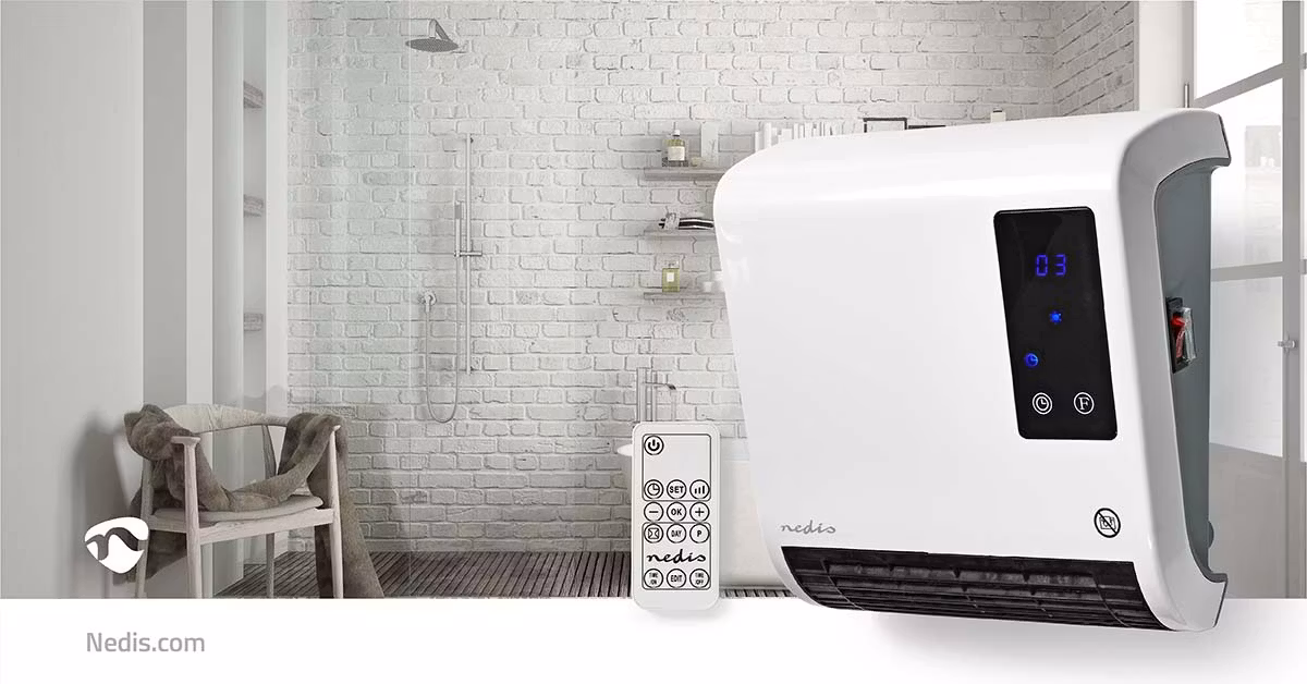 Badromsovn 2000 W | Justerbar termostat | 2 Varmemoduser | IP22 | Fjernkontroll | Hvit