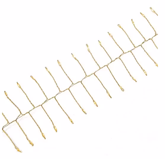 Nydelig Lysslynge med 200 LED lys amber, messingtråd