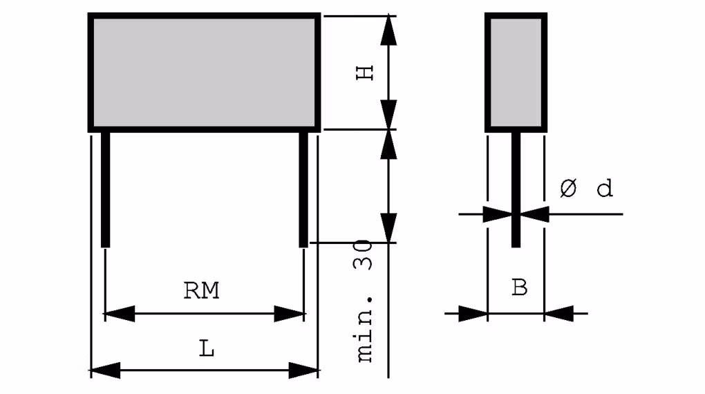 X2-kondensator / Filmkondensator 47nF, 275VAC, 630VDC,