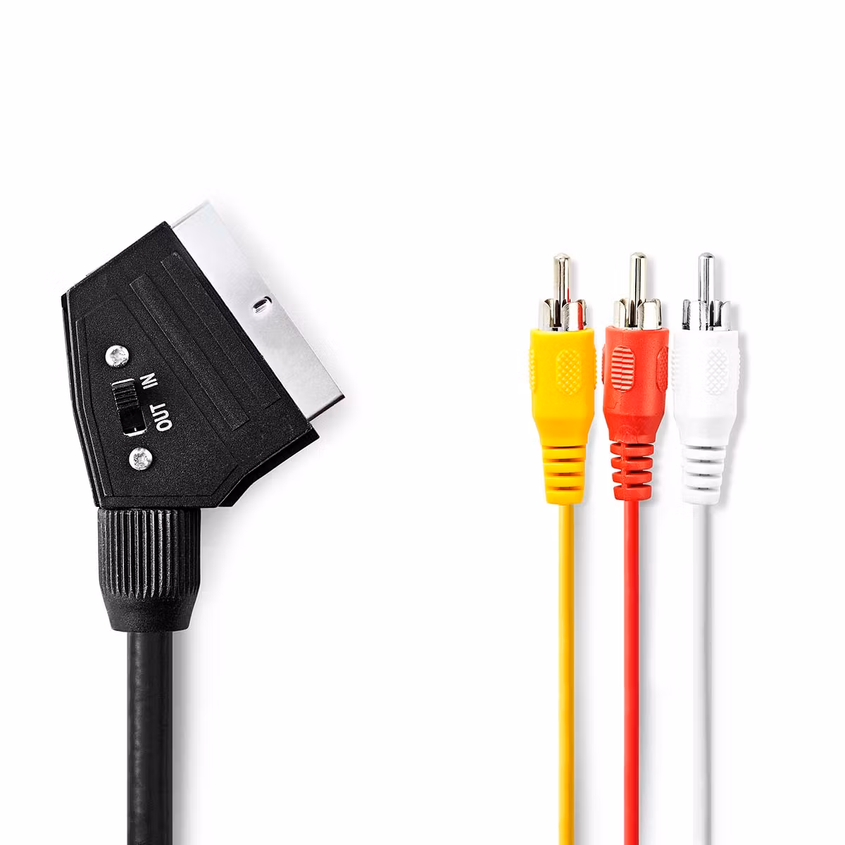 SCART Hann med 3x RCA Han, 480p, 2.00 m