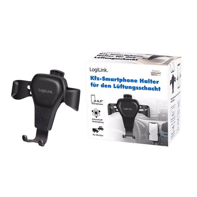 Logilink Smarttelefonholder (4-6,5") for lufteventiler, svart