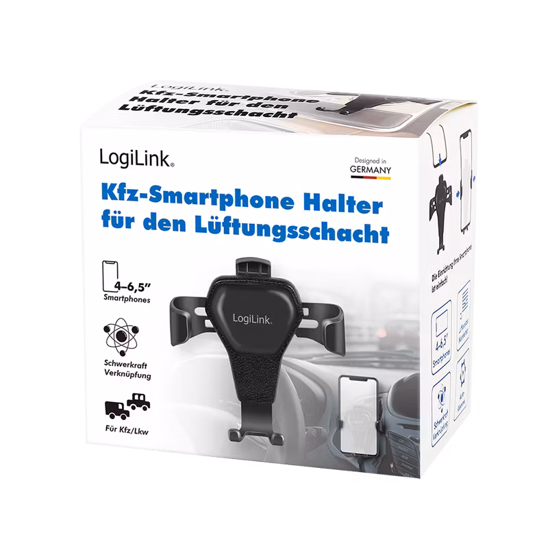 Logilink Smarttelefonholder (4-6,5") for lufteventiler, svart