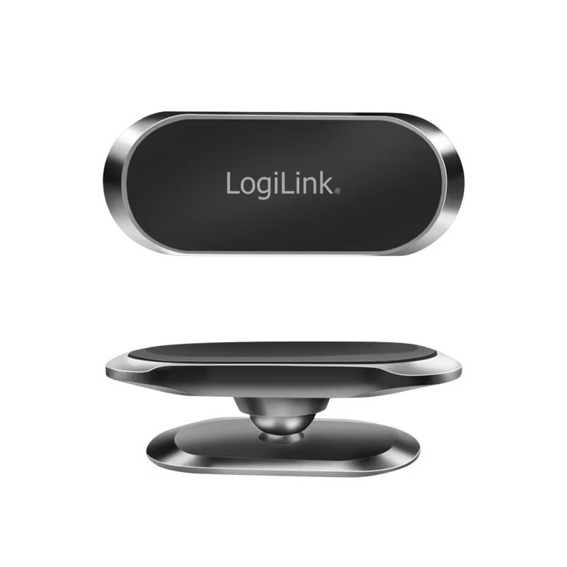 Magnetisk smarttelefonholder, 360° roterbar, opptil 800 g, aluminium, sort/sølv