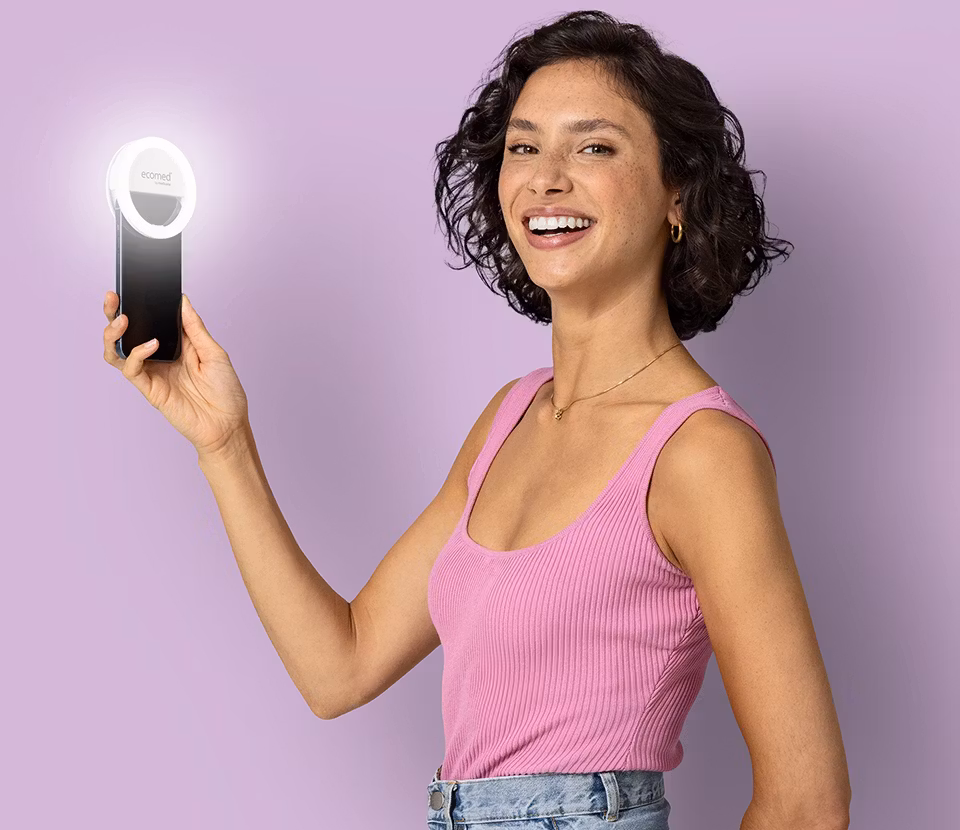 Selfie speil for mobil og nettbrett med 3 lysfarger, Kosmetikk