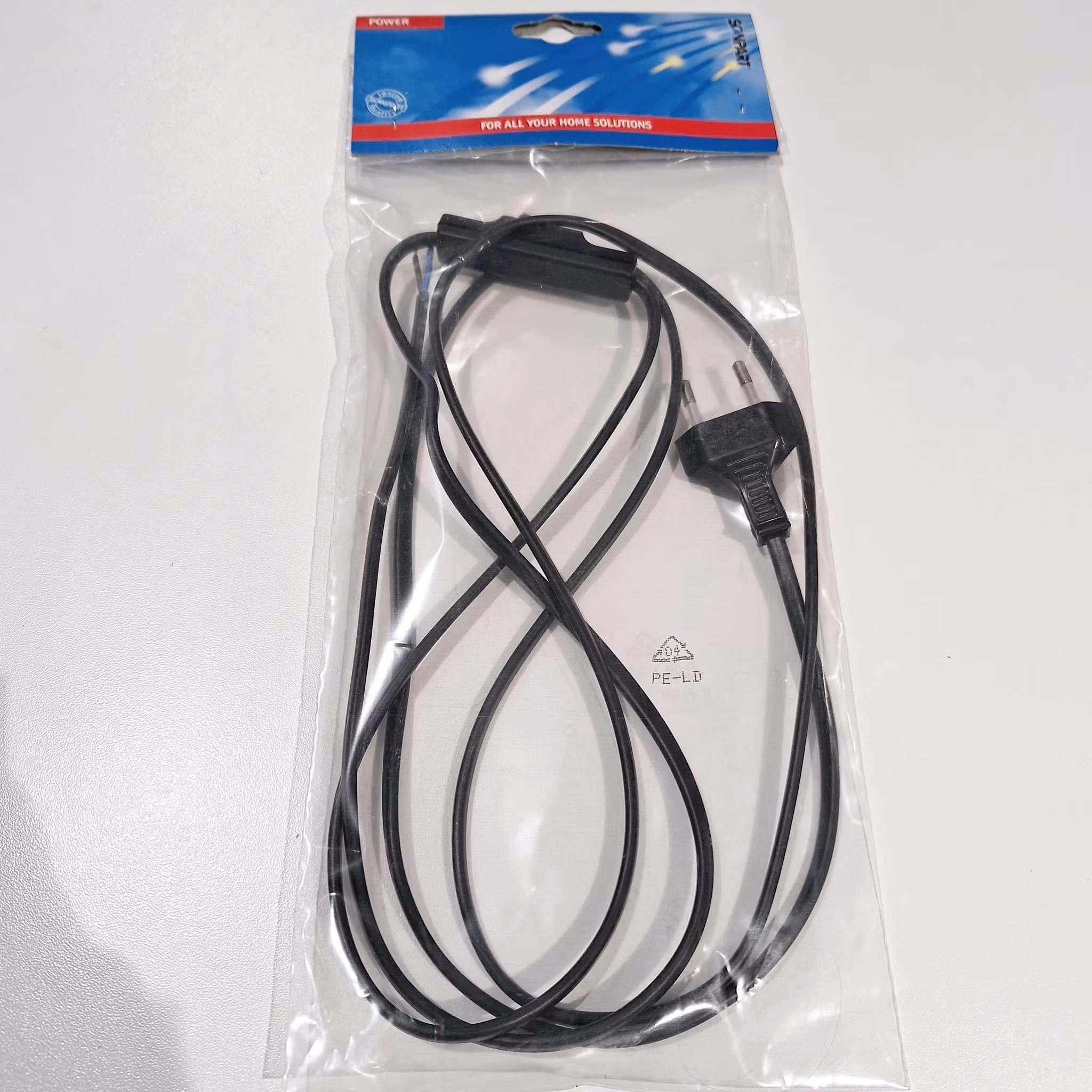 Scanpart PL-ledn m/bryter/støpsel sort 2,0m