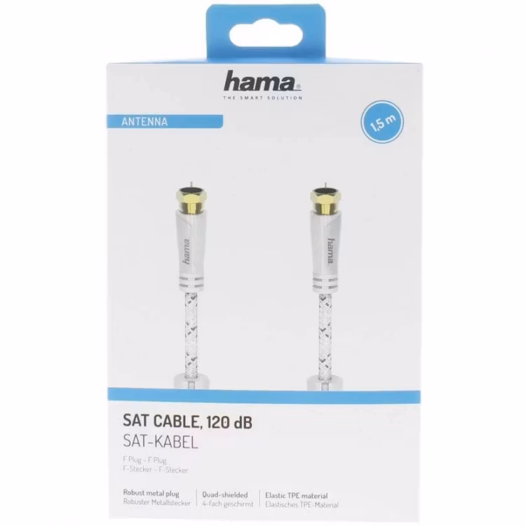 Antennekabel SAT 120dB F-Plug-F-plug Vit 1.5m