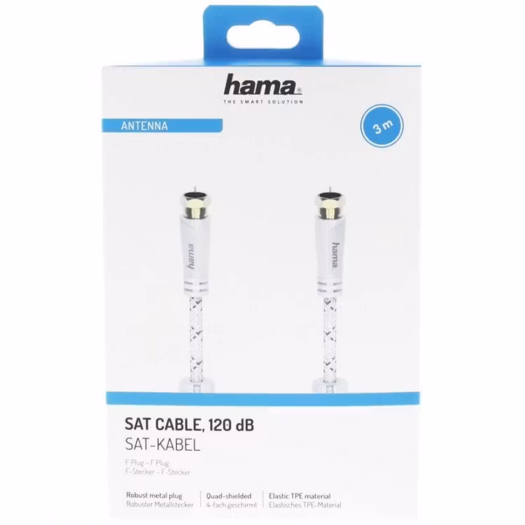 Antennekabel SAT 120dB F-Plug-F-plug Vit 3m