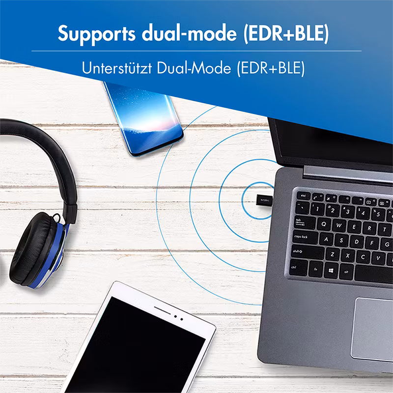 Logilink BT 5.3-adapter, USB-C Gen1, 3 Mbit/s, 20 m rekkevidde, svart