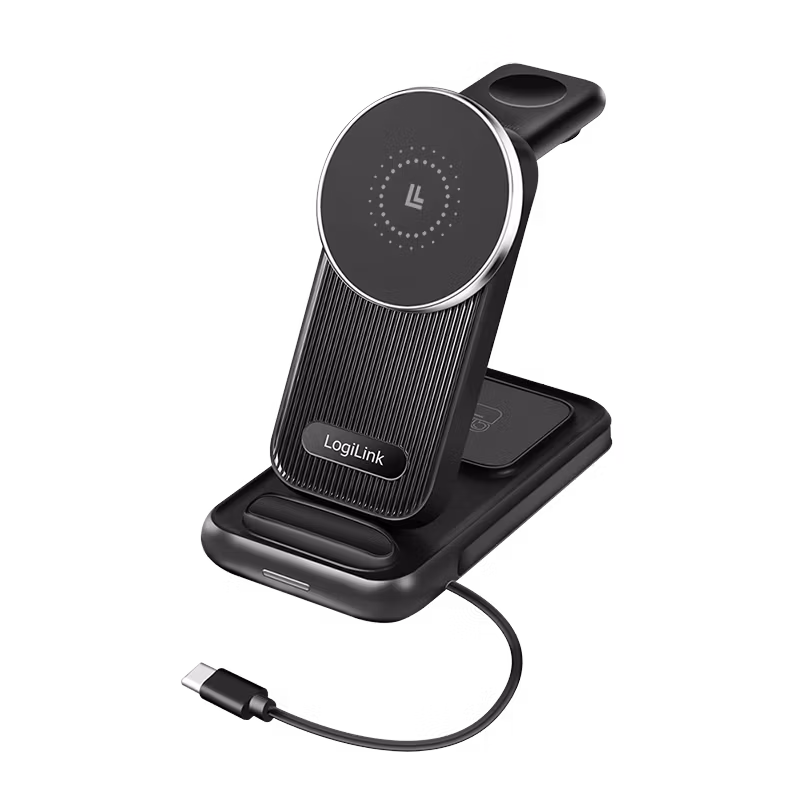 LOGILINK 4-i-1 ladestasjon, Apple MagSafe-kompatibel, maks. 20,5 W, svart