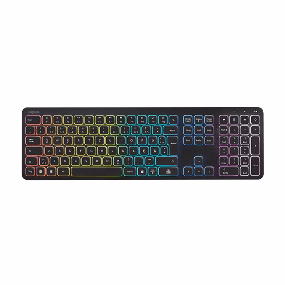 Regnbuefarge bakgrunnsbelyst tastatur, 2,4 GHz