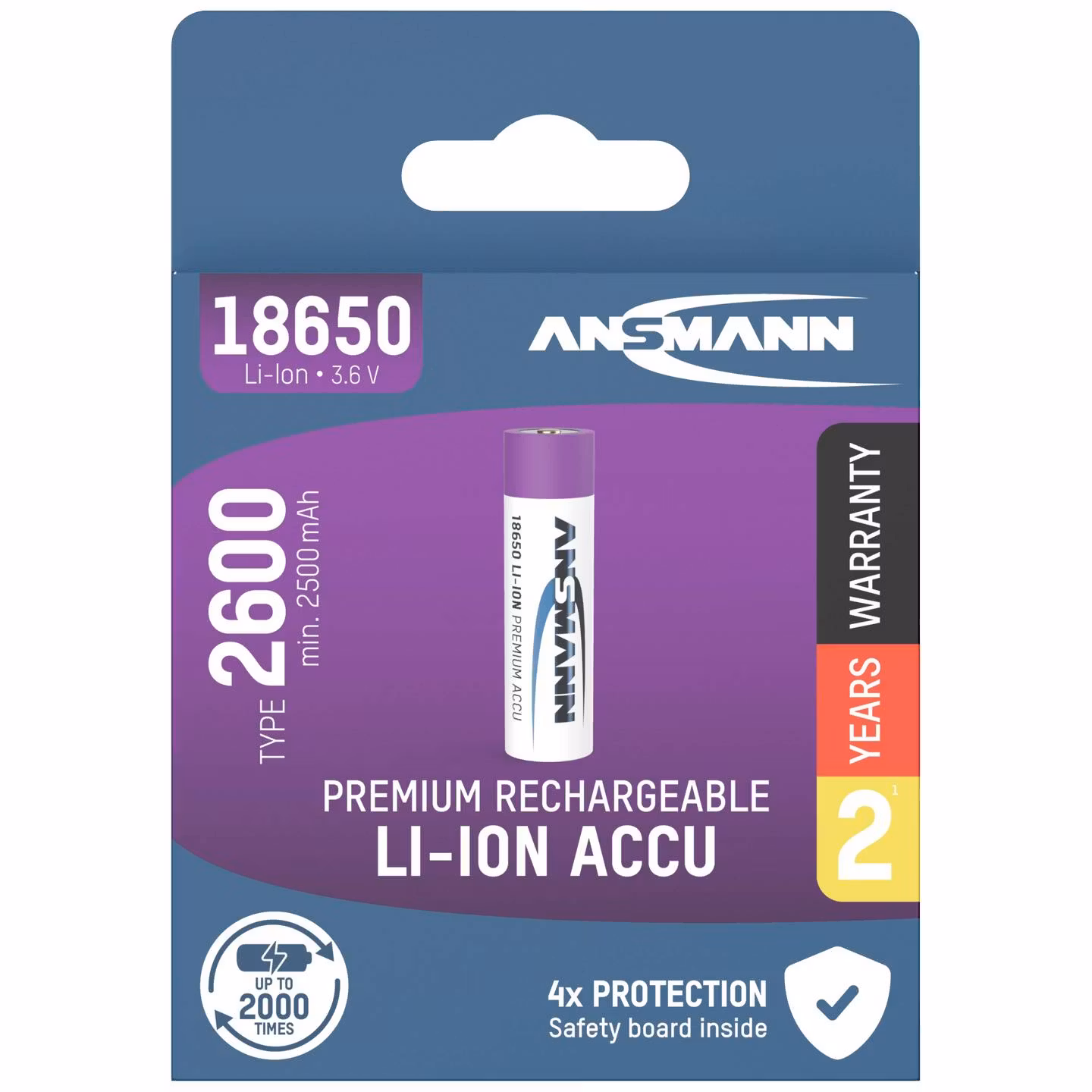 Ansmann 18650 Batteri Lithium 2,6Ah 3,6V